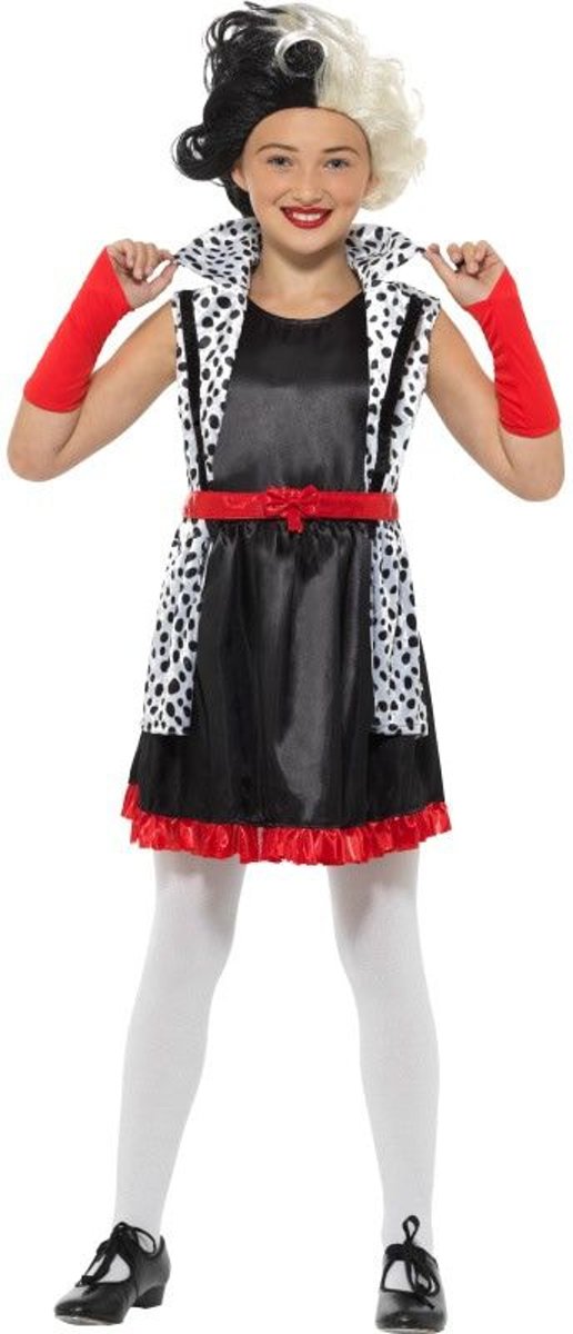 101 Dalmatiers Kostuum | Kleine Slechte Cruella De Vil | Meisje | Medium | Carnaval kostuum | Verkleedkleding